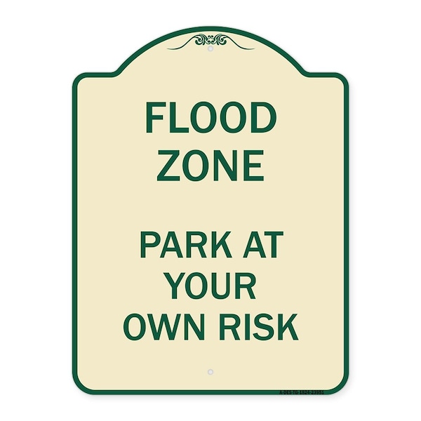 Designer Series Sign-Flood Zone, Tan & Green Heavy-Gauge Aluminum Sign, 24" x 18", TG-1824-23951